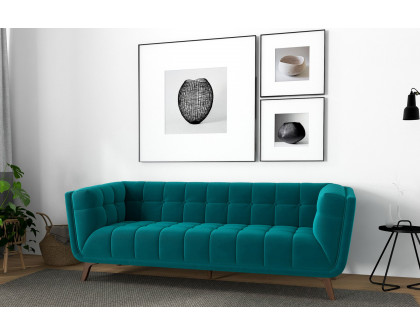 Ashcroft Addison Small Velvet Sofa - Teal