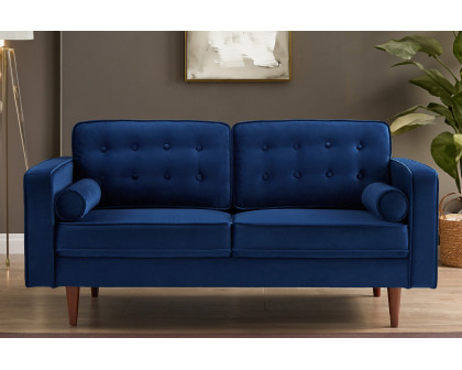 Ashcroft Casey Velvet Loveseat - Blue