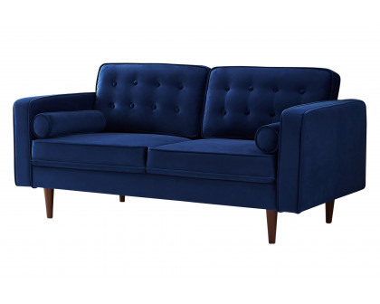 Ashcroft Casey Velvet Loveseat - Blue