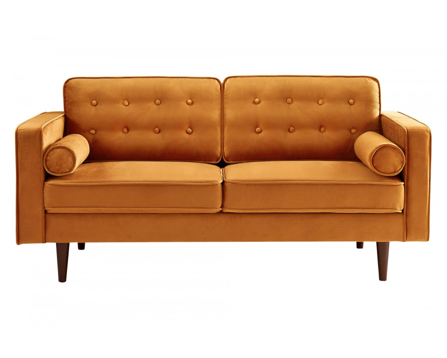 Ashcroft Casey Velvet Loveseat - Orange