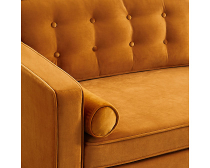 Ashcroft Casey Velvet Loveseat - Orange