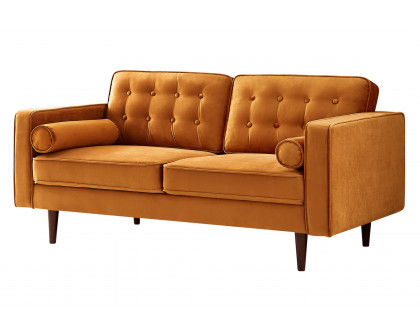 Ashcroft Casey Velvet Loveseat - Orange