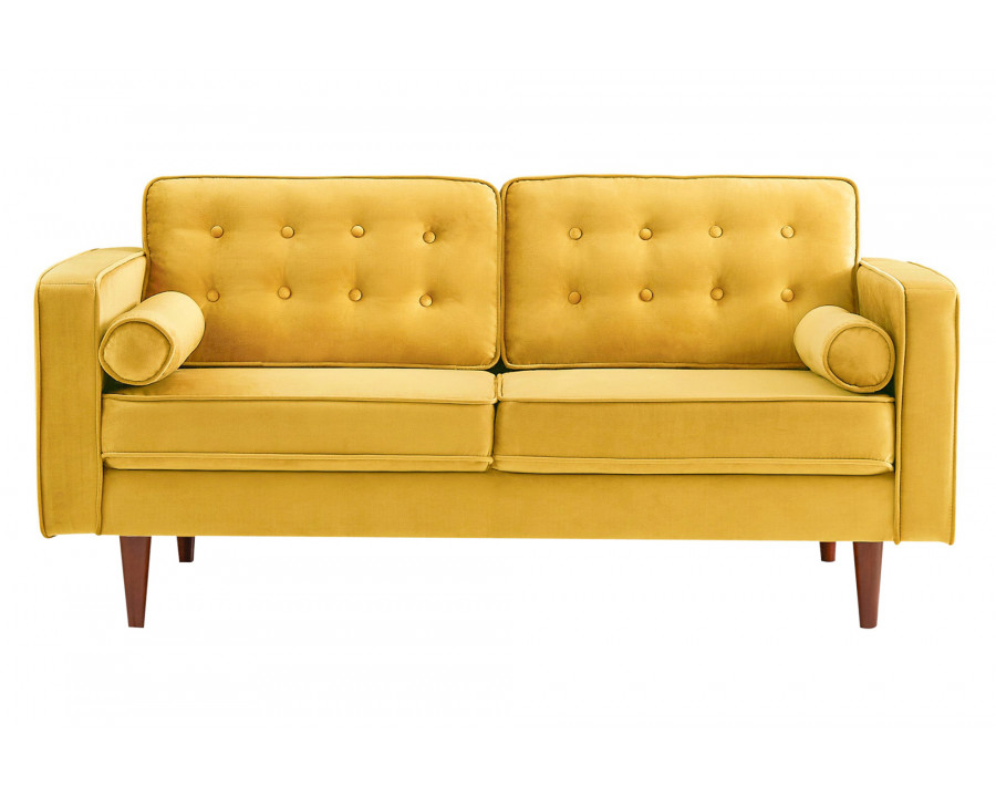 Ashcroft Casey Velvet Loveseat - Yellow