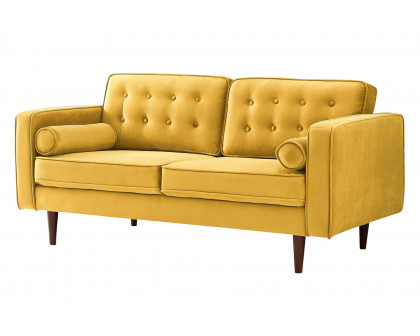 Ashcroft Casey Velvet Loveseat - Yellow