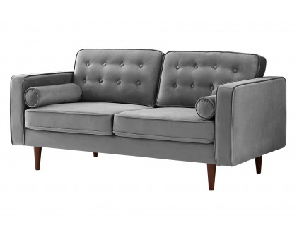 Ashcroft Casey Velvet Loveseat - Gray