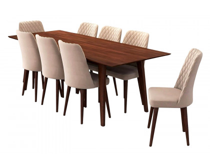 Ashcroft - Adira Dining Set with 8 Evette Chairs