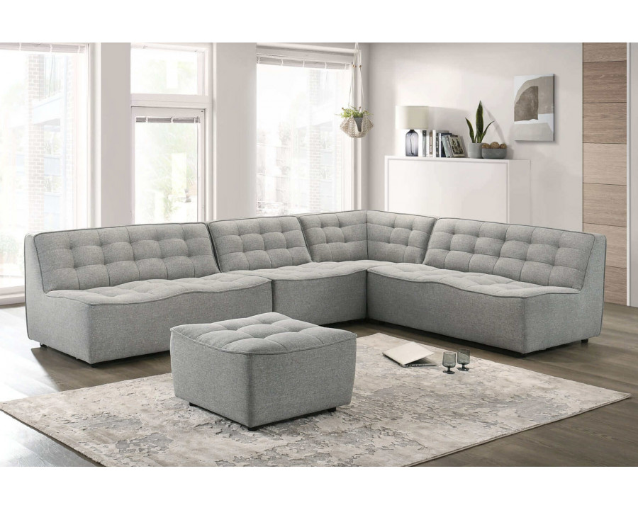 Ashcroft - Selen Linen Corner Sectional Sofa in Light Gray