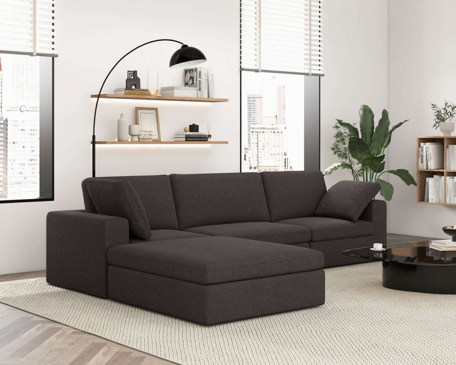 Ashcroft - Cecilia Modular Corner Sectional Modern Fabric Sofa in Dark Gray