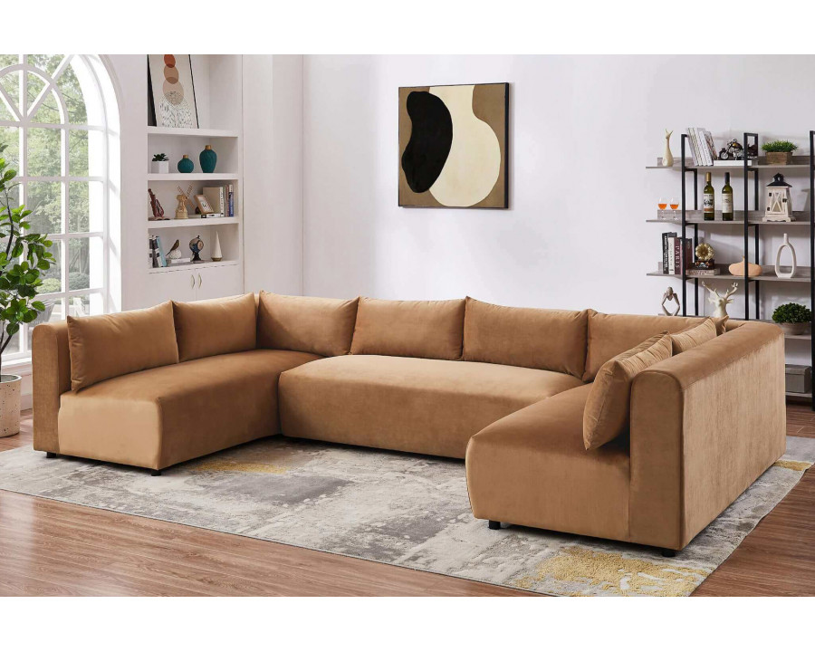 Ashcroft Aleny Modular Corner Sectional Sofa - Cognac