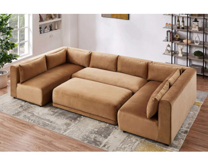 Ashcroft Aleny Modular Corner Sectional Sofa - Cognac