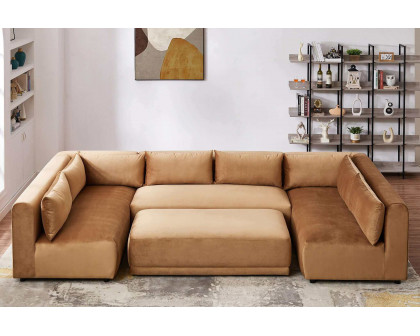 Ashcroft Aleny Modular Corner Sectional Sofa - Cognac