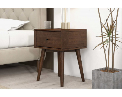 Ashcroft Avery Solid Wood Nightstand with 1 Drawer - Walnut