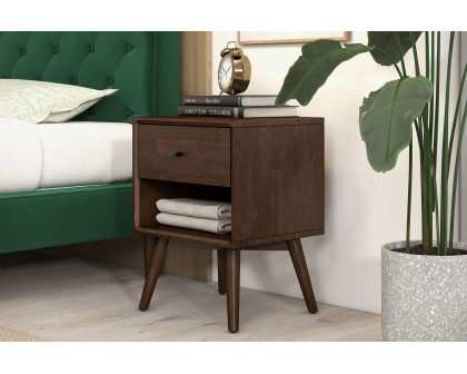 Ashcroft Caroline Mid-Century Modern Style Nightstand with 1 Drawer - Brown