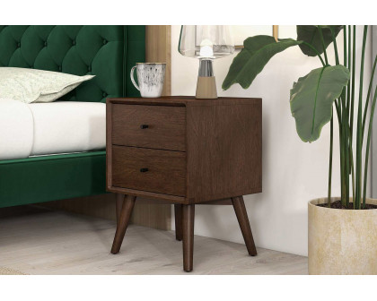 Ashcroft Caroline Mid-Century Modern Style Nightstand with 2 Drawers - Brown