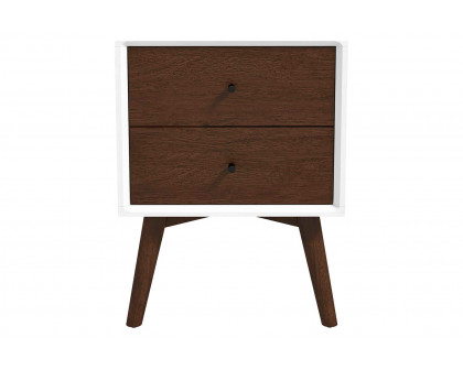 Ashcroft Caroline Mid-Century Modern Style Nightstand with 2 Drawers - White