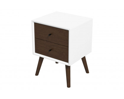 Ashcroft Caroline Mid-Century Modern Style Nightstand with 2 Drawers - White