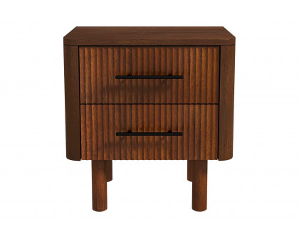 Ashcroft™ Logan Mid-Century Modern Nightstand Bed Side Table with 2 Drawers - Walnut