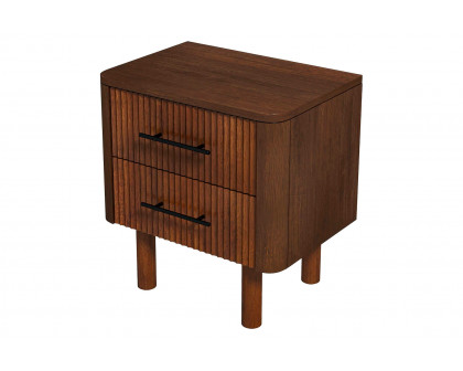 Ashcroft™ Logan Mid-Century Modern Nightstand Bed Side Table with 2 Drawers - Walnut