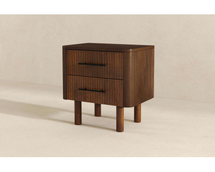 Ashcroft™ Logan Mid-Century Modern Nightstand Bed Side Table with 2 Drawers - Walnut