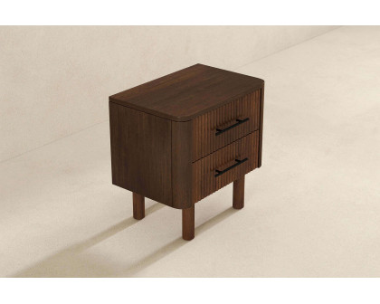 Ashcroft™ Logan Mid-Century Modern Nightstand Bed Side Table with 2 Drawers - Walnut