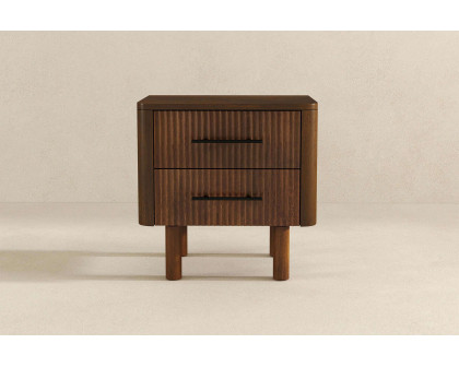 Ashcroft™ Logan Mid-Century Modern Nightstand Bed Side Table with 2 Drawers - Walnut