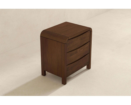 Ashcroft - Lionel Mid-Century Modern Solid Wood Nightstand Bed Side Table with 3 Drawers in Walnut