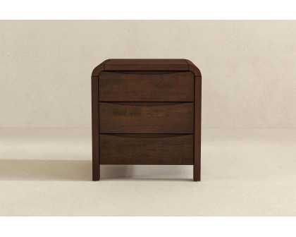 Ashcroft - Lionel Mid-Century Modern Solid Wood Nightstand Bed Side Table with 3 Drawers in Walnut