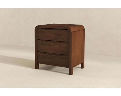 Ashcroft - Lionel Mid-Century Modern Solid Wood Nightstand Bed Side Table with 3 Drawers in Walnut