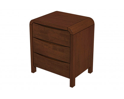 Ashcroft - Lionel Mid-Century Modern Solid Wood Nightstand Bed Side Table with 3 Drawers in Walnut