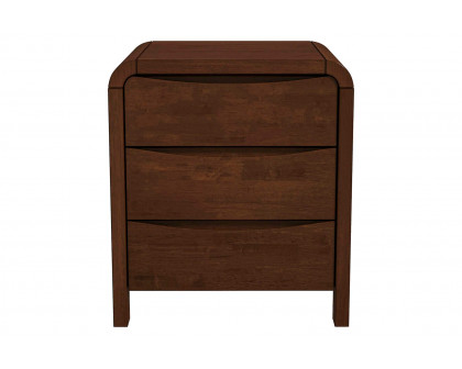 Ashcroft - Lionel Mid-Century Modern Solid Wood Nightstand Bed Side Table with 3 Drawers in Walnut