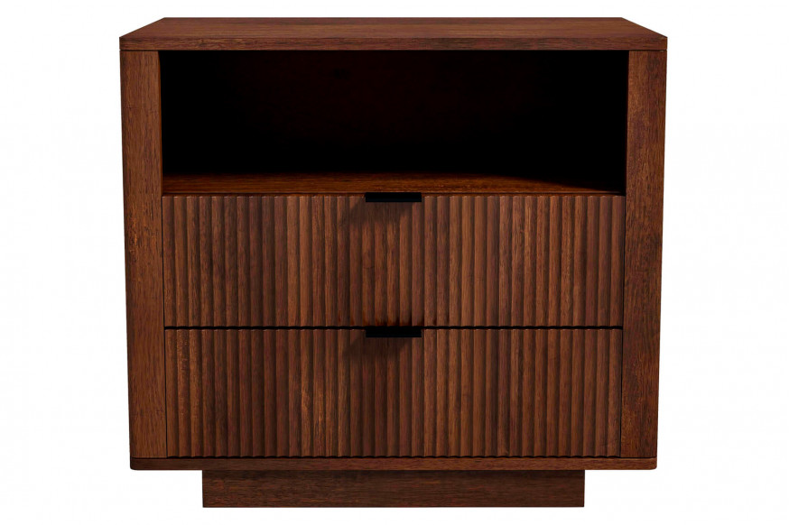 Ashcroft™ Lola Mid-Century Modern Nightstand Bed Side Table with 2 Drawers - Walnut