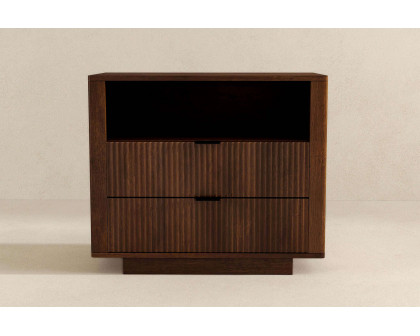 Ashcroft™ Lola Mid-Century Modern Nightstand Bed Side Table with 2 Drawers - Walnut