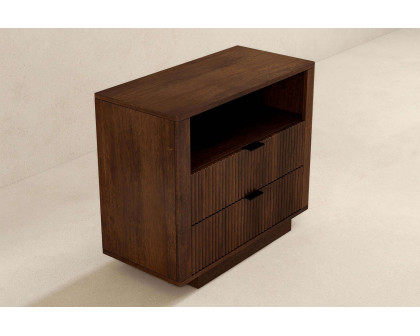 Ashcroft™ Lola Mid-Century Modern Nightstand Bed Side Table with 2 Drawers - Walnut