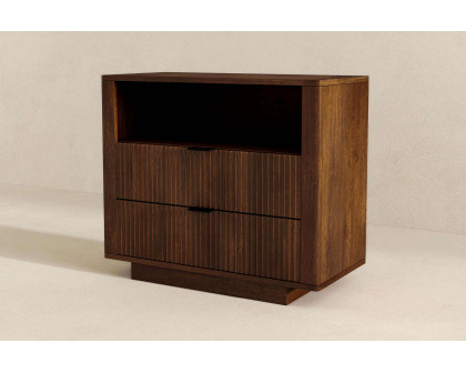 Ashcroft™ Lola Mid-Century Modern Nightstand Bed Side Table with 2 Drawers - Walnut