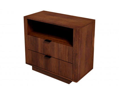 Ashcroft™ Lola Mid-Century Modern Nightstand Bed Side Table with 2 Drawers - Walnut