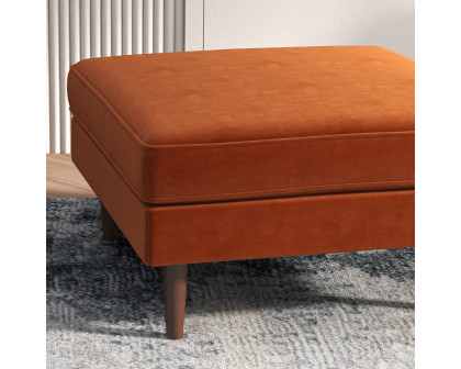 Ashcroft™ Amber Square Upholstered Ottoman - Orange