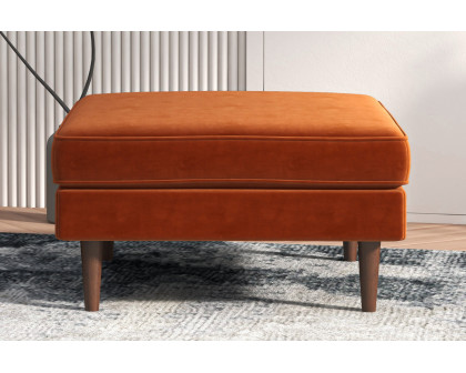 Ashcroft™ Amber Square Upholstered Ottoman - Orange