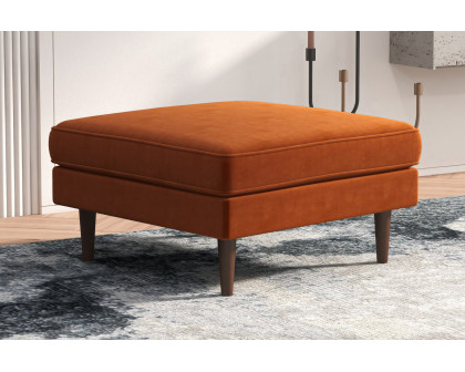 Ashcroft™ Amber Square Upholstered Ottoman - Orange