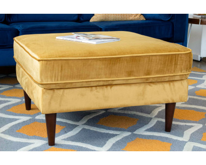 Ashcroft Amber Square Upholstered Ottoman - Yellow