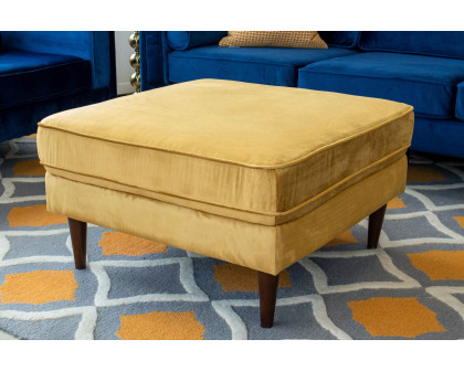 Ashcroft Amber Square Upholstered Ottoman - Yellow