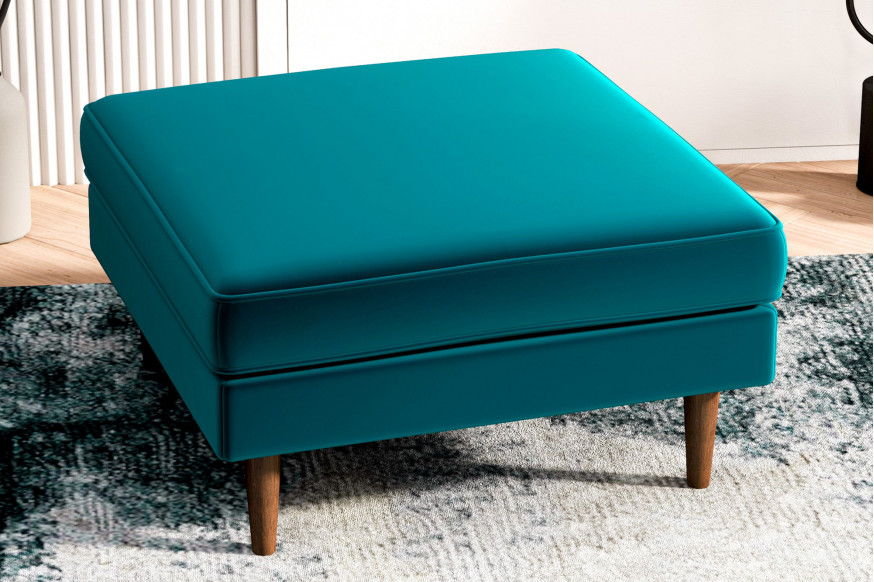 Ashcroft™ Amber Square Upholstered Ottoman - Teal