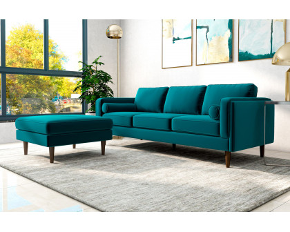 Ashcroft™ Amber Square Upholstered Ottoman - Teal