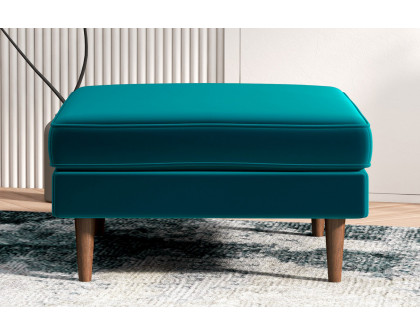 Ashcroft™ Amber Square Upholstered Ottoman - Teal