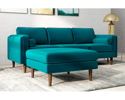 Ashcroft™ Amber Square Upholstered Ottoman - Teal