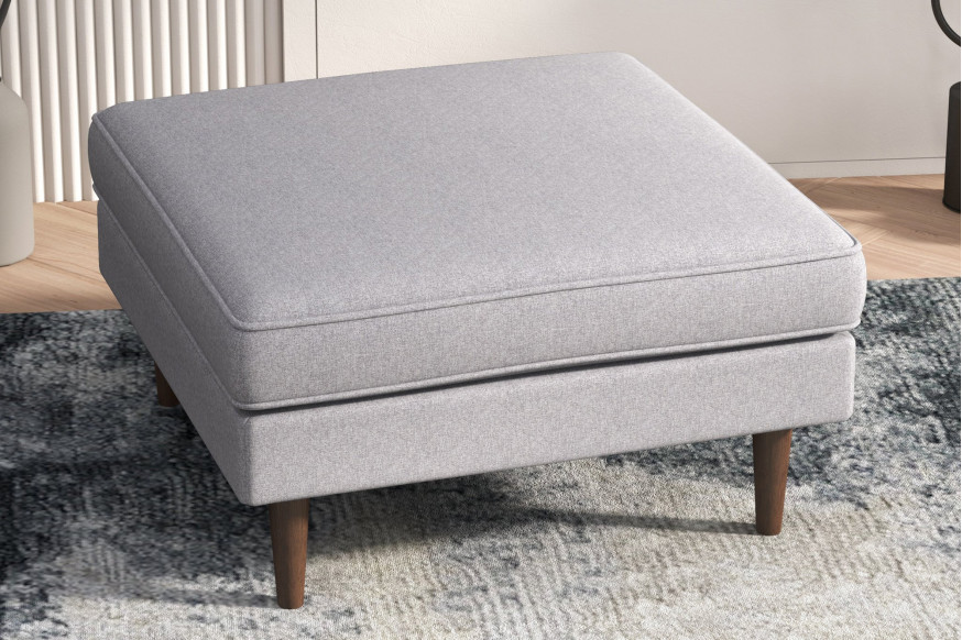 Ashcroft™ Amber Square Upholstered Ottoman - Light Gray