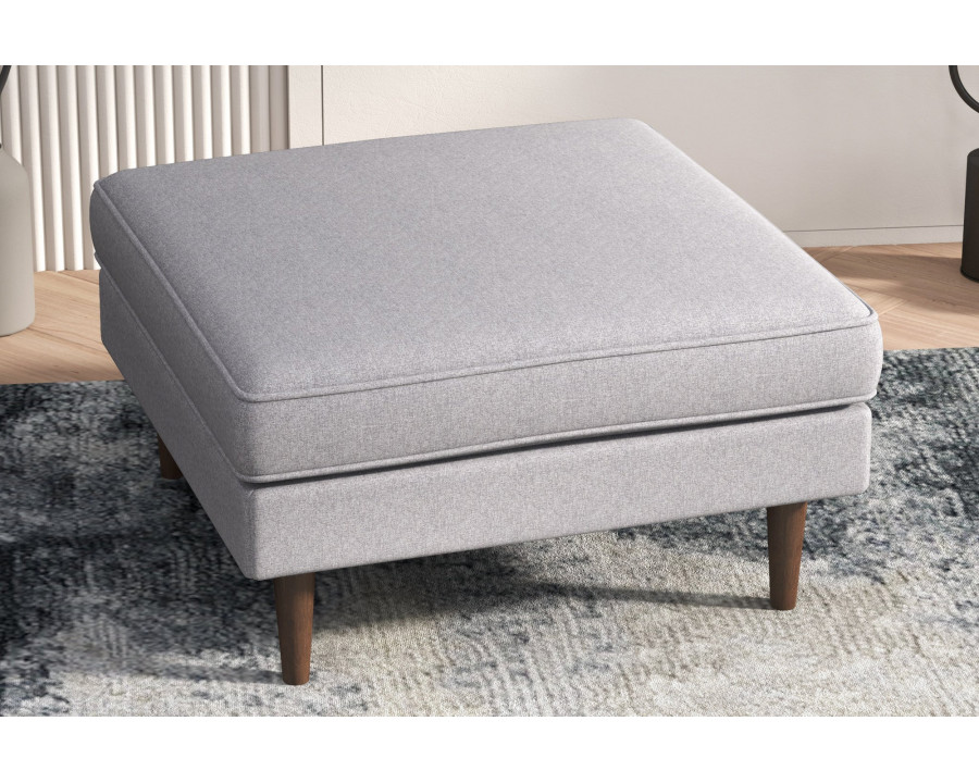 Ashcroft Amber Square Upholstered Ottoman - Light Gray