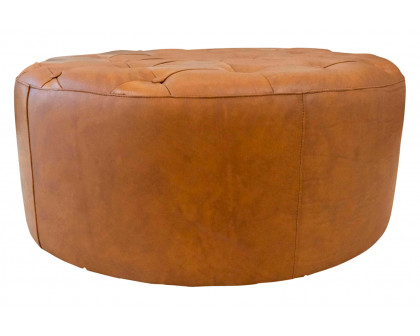 Ashcroft - Seletar Leather Ottoman in Tan