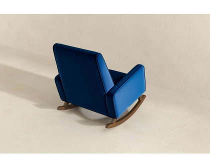 Ashcroft™ Demetrius Velvet Solid Wood Rocking Chair - Dark Blue