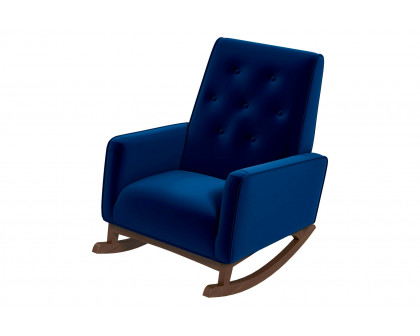 Ashcroft™ Demetrius Velvet Solid Wood Rocking Chair - Dark Blue