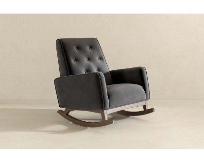 Ashcroft™ Demetrius Fabric Solid Wood Rocking Chair - Dark Gray